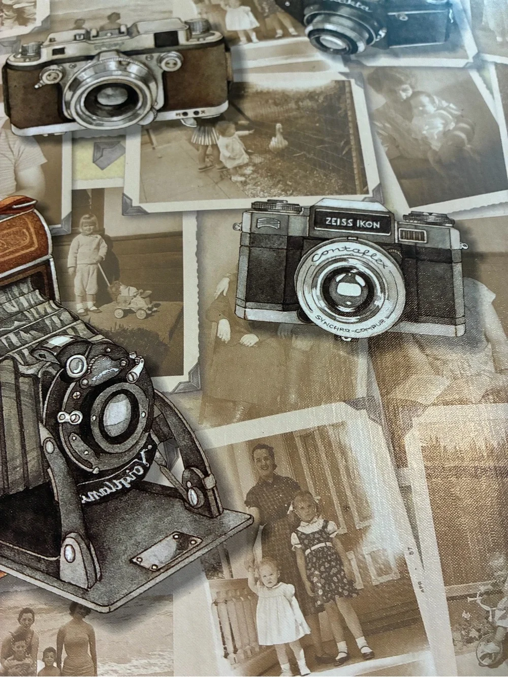 Gibson Vintage Camera Collage Scrapbook and refill Paper - Brown & Cream